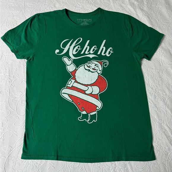 Men’s Green Santa Shirt Size Large - Picture 2 of 4